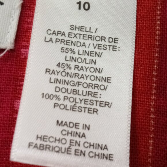 Alfred Dunner Lined Beaded LinenPatchwork Blazer Jacket Size 10 Button Front - Picture 5 of 11